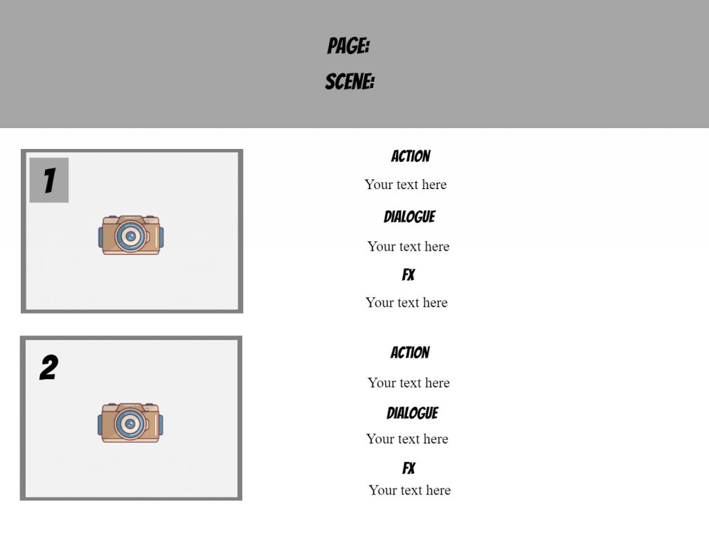 Storyboard sheet